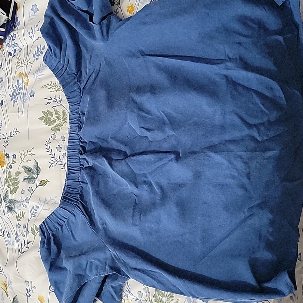 Blue off shoulder blouse